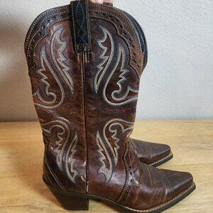 Ariat Boots Womens Size 6B Brown Leather Western Cowboy ATS Square Toe